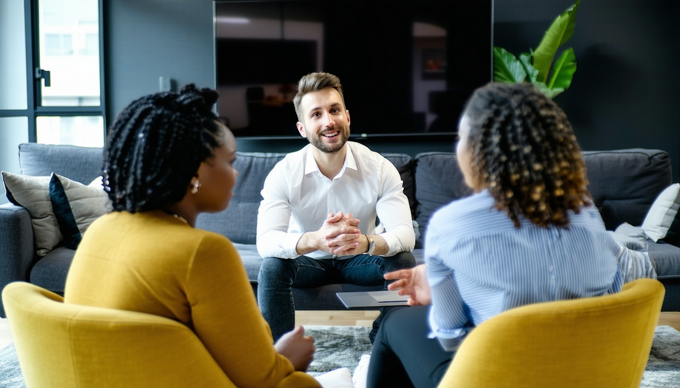 Entrepreneur receiving startup guidance and funding advice